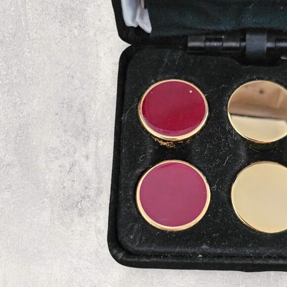 Vintage 3 Pairs Button Links Star Case in Case Gold Tone - Picture 6 of 8